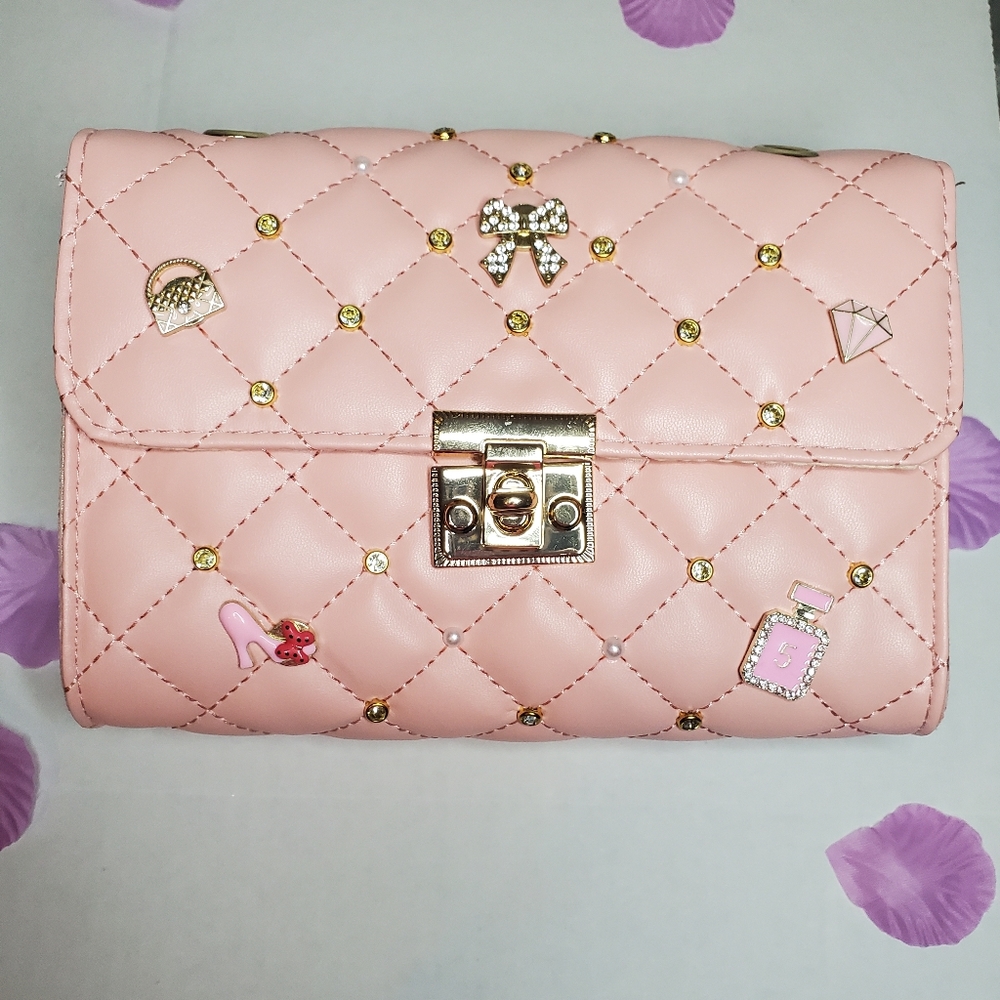 DIY Shein Quilted Twist Lock Flap Square Bag, Chain Strap Mini bag- Pink